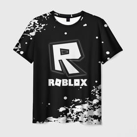 Мужская футболка 3D с принтом Roblox белая краска в Новосибирске, 100% полиэфир | прямой крой, круглый вырез горловины, длина до линии бедер | 