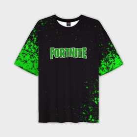 Мужская футболка oversize 3D с принтом Fortnite зеленый краски лого в Санкт-Петербурге,  |  | 
