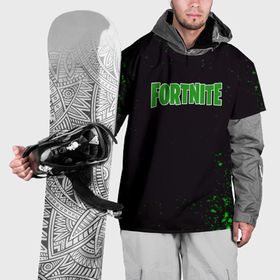 Накидка на куртку 3D с принтом Fortnite зеленый краски лого в Тюмени, 100% полиэстер |  | 