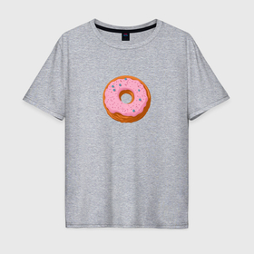 Мужская футболка хлопок Oversize с принтом Вкусный пончик с глазурью , 100% хлопок | свободный крой, круглый ворот, “спинка” длиннее передней части | Тематика изображения на принте: 