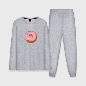Мужская пижама с лонгсливом хлопок с принтом Вкусный пончик с глазурью ,  |  | Тематика изображения на принте: 