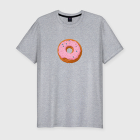 Мужская футболка хлопок Slim с принтом Вкусный пончик с глазурью в Белгороде, 92% хлопок, 8% лайкра | приталенный силуэт, круглый вырез ворота, длина до линии бедра, короткий рукав | 