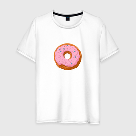 Мужская футболка хлопок с принтом Вкусный пончик с глазурью в Белгороде, 100% хлопок | прямой крой, круглый вырез горловины, длина до линии бедер, слегка спущенное плечо. | 