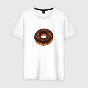 Мужская футболка хлопок с принтом Шоколадный пончик в Белгороде, 100% хлопок | прямой крой, круглый вырез горловины, длина до линии бедер, слегка спущенное плечо. | 