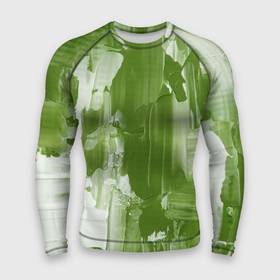 Мужской рашгард 3D с принтом Текстура белой и зелёной краски в Новосибирске,  |  | 