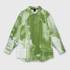 Мужская рубашка oversize 3D с принтом Текстура белой и зелёной краски в Новосибирске,  |  | 