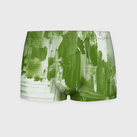 Мужские трусы 3D с принтом Текстура белой и зелёной краски , 50% хлопок, 50% полиэстер | классическая посадка, на поясе мягкая тканевая резинка | Тематика изображения на принте: 