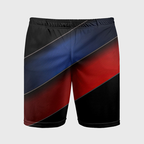 Мужские шорты спортивные с принтом Синие и красные полосы в Новосибирске,  |  | Тематика изображения на принте: 