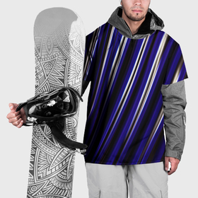 Накидка на куртку 3D с принтом Синие белые черные объемные полосы в Тюмени, 100% полиэстер |  | 