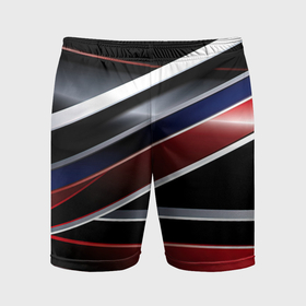 Мужские шорты спортивные с принтом Белые черные красные полосы в Белгороде,  |  | Тематика изображения на принте: 