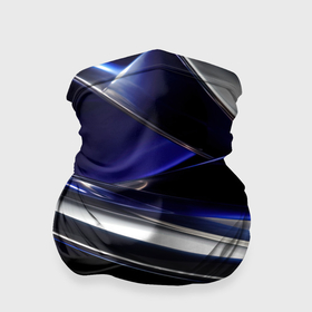 Бандана-труба 3D с принтом Синие и серебреные абстрактные полосы в Новосибирске, 100% полиэстер, ткань с особыми свойствами — Activecool | плотность 150‒180 г/м2; хорошо тянется, но сохраняет форму | 