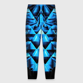 Мужские брюки 3D с принтом Синие абстрактные ромбики в Белгороде, 100% полиэстер | манжеты по низу, эластичный пояс регулируется шнурком, по бокам два кармана без застежек, внутренняя часть кармана из мелкой сетки | 