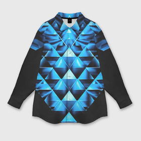 Мужская рубашка oversize 3D с принтом Синие абстрактные ромбики в Петрозаводске,  |  | Тематика изображения на принте: 