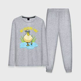 Мужская пижама с лонгсливом хлопок с принтом No ducking way в Кировске,  |  | Тематика изображения на принте: 