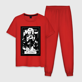 Мужская пижама хлопок с принтом Группа Мираж винтажный плакат в Екатеринбурге, 100% хлопок | брюки и футболка прямого кроя, без карманов, на брюках мягкая резинка на поясе и по низу штанин
 | 