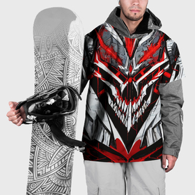 Накидка на куртку 3D с принтом Агрессивный череп белый и красный в Курске, 100% полиэстер |  | Тематика изображения на принте: 