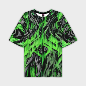 Мужская футболка oversize 3D с принтом Камень и зелёный огонь ,  |  | 