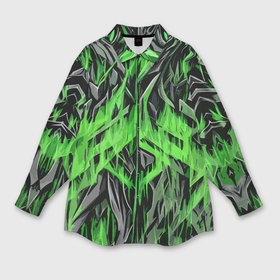 Мужская рубашка oversize 3D с принтом Камень и зелёный огонь ,  |  | 