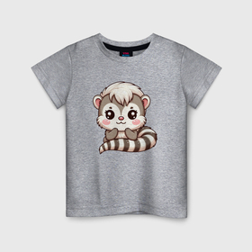 Детская футболка хлопок с принтом Милая куница в Курске, 100% хлопок | круглый вырез горловины, полуприлегающий силуэт, длина до линии бедер | 