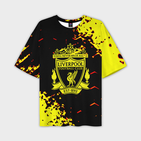 Мужская футболка oversize 3D с принтом Liverpool жёлтые краски текстура в Екатеринбурге,  |  | 