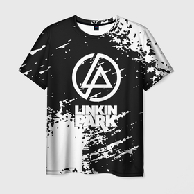 Мужская футболка 3D с принтом Linkin park logo краски текстура в Санкт-Петербурге, 100% полиэфир | прямой крой, круглый вырез горловины, длина до линии бедер | Тематика изображения на принте: 