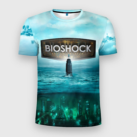 Мужская футболка 3D Slim с принтом BioShock the collection в Петрозаводске, 100% полиэстер с улучшенными характеристиками | приталенный силуэт, круглая горловина, широкие плечи, сужается к линии бедра | 