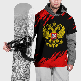 Накидка на куртку 3D с принтом Герб РФ красные краски в Тюмени, 100% полиэстер |  | Тематика изображения на принте: 