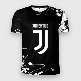 Мужская футболка 3D Slim с принтом Juventus краски белые в Тюмени, 100% полиэстер с улучшенными характеристиками | приталенный силуэт, круглая горловина, широкие плечи, сужается к линии бедра | 