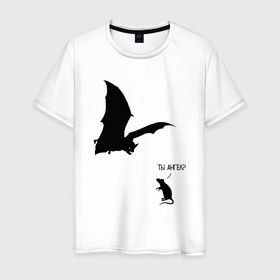 Мужская футболка хлопок с принтом Летучая мышь ангел в Екатеринбурге, 100% хлопок | прямой крой, круглый вырез горловины, длина до линии бедер, слегка спущенное плечо. | 