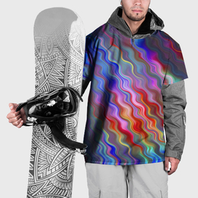 Накидка на куртку 3D с принтом Волнистые разноцветные линии в Петрозаводске, 100% полиэстер |  | 
