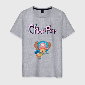 Мужская футболка хлопок с принтом Чоппер доктор из аниме ван пис в Кировске, 100% хлопок | прямой крой, круглый вырез горловины, длина до линии бедер, слегка спущенное плечо. | 