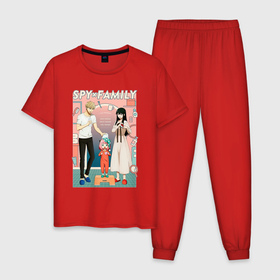 Мужская пижама хлопок с принтом Семья шпиона главные персонажи из аниме в Тюмени, 100% хлопок | брюки и футболка прямого кроя, без карманов, на брюках мягкая резинка на поясе и по низу штанин
 | 