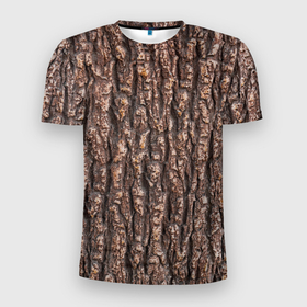 Мужская футболка 3D Slim с принтом Кора дерева равномерная в Белгороде, 100% полиэстер с улучшенными характеристиками | приталенный силуэт, круглая горловина, широкие плечи, сужается к линии бедра | 