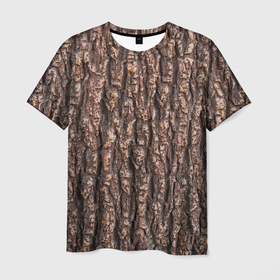 Мужская футболка 3D с принтом Кора дерева равномерная , 100% полиэфир | прямой крой, круглый вырез горловины, длина до линии бедер | 