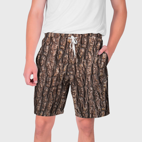 Мужские шорты 3D с принтом Кора дерева равномерная ,  полиэстер 100% | прямой крой, два кармана без застежек по бокам. Мягкая трикотажная резинка на поясе, внутри которой широкие завязки. Длина чуть выше колен | 