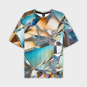 Мужская футболка oversize 3D с принтом Грани стеклянного камня в Кировске,  |  | Тематика изображения на принте: 