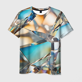 Мужская футболка 3D с принтом Грани стеклянного камня в Кировске, 100% полиэфир | прямой крой, круглый вырез горловины, длина до линии бедер | Тематика изображения на принте: 
