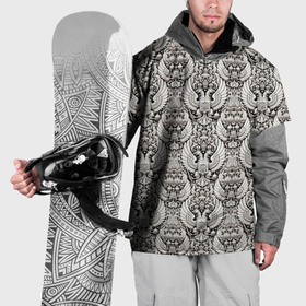 Накидка на куртку 3D с принтом Греб России черный и белый паттерн в Тюмени, 100% полиэстер |  | 