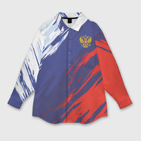 Мужская рубашка oversize 3D с принтом Россия Sport брызги красок триколор в Новосибирске,  |  | 