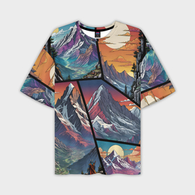 Мужская футболка oversize 3D с принтом Mountains art в Курске,  |  | Тематика изображения на принте: 