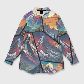 Мужская рубашка oversize 3D с принтом Mountains art в Курске,  |  | Тематика изображения на принте: 