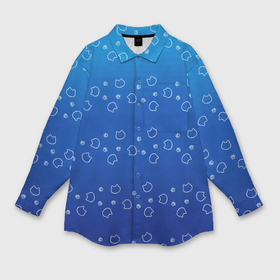 Мужская рубашка oversize 3D с принтом Синие котики и белые лапки в Кировске,  |  | Тематика изображения на принте: 
