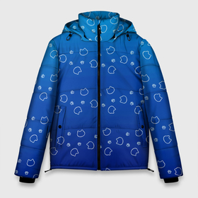 Мужская зимняя куртка 3D с принтом Синие котики и белые лапки в Санкт-Петербурге, верх — 100% полиэстер; подкладка — 100% полиэстер; утеплитель — 100% полиэстер | длина ниже бедра, свободный силуэт Оверсайз. Есть воротник-стойка, отстегивающийся капюшон и ветрозащитная планка. 

Боковые карманы с листочкой на кнопках и внутренний карман на молнии. | Тематика изображения на принте: 