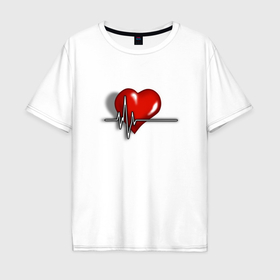 Мужская футболка хлопок Oversize с принтом Влюблённое сердце в Новосибирске, 100% хлопок | свободный крой, круглый ворот, “спинка” длиннее передней части | Тематика изображения на принте: 