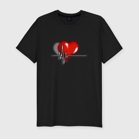 Мужская футболка хлопок Slim с принтом Влюблённое сердце в Новосибирске, 92% хлопок, 8% лайкра | приталенный силуэт, круглый вырез ворота, длина до линии бедра, короткий рукав | Тематика изображения на принте: 