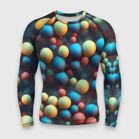Мужской рашгард 3D с принтом Разноцветные шарики молекул ,  |  | 