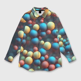 Мужская рубашка oversize 3D с принтом Разноцветные шарики молекул в Новосибирске,  |  | 