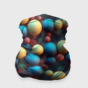 Бандана-труба 3D с принтом Разноцветные шарики молекул в Новосибирске, 100% полиэстер, ткань с особыми свойствами — Activecool | плотность 150‒180 г/м2; хорошо тянется, но сохраняет форму | 