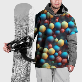 Накидка на куртку 3D с принтом Разноцветные шарики молекул в Новосибирске, 100% полиэстер |  | 