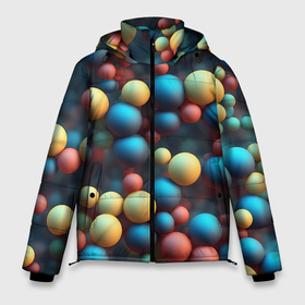 Мужская зимняя куртка 3D с принтом Разноцветные шарики молекул в Белгороде, верх — 100% полиэстер; подкладка — 100% полиэстер; утеплитель — 100% полиэстер | длина ниже бедра, свободный силуэт Оверсайз. Есть воротник-стойка, отстегивающийся капюшон и ветрозащитная планка. 

Боковые карманы с листочкой на кнопках и внутренний карман на молнии. | 